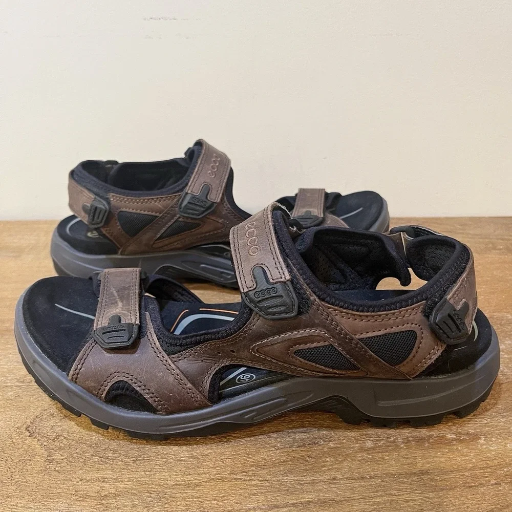 ECCO Yucatán‎ Offroad Sandals Mens 46 US 12 Brown Leather Hiking Comfort Strap